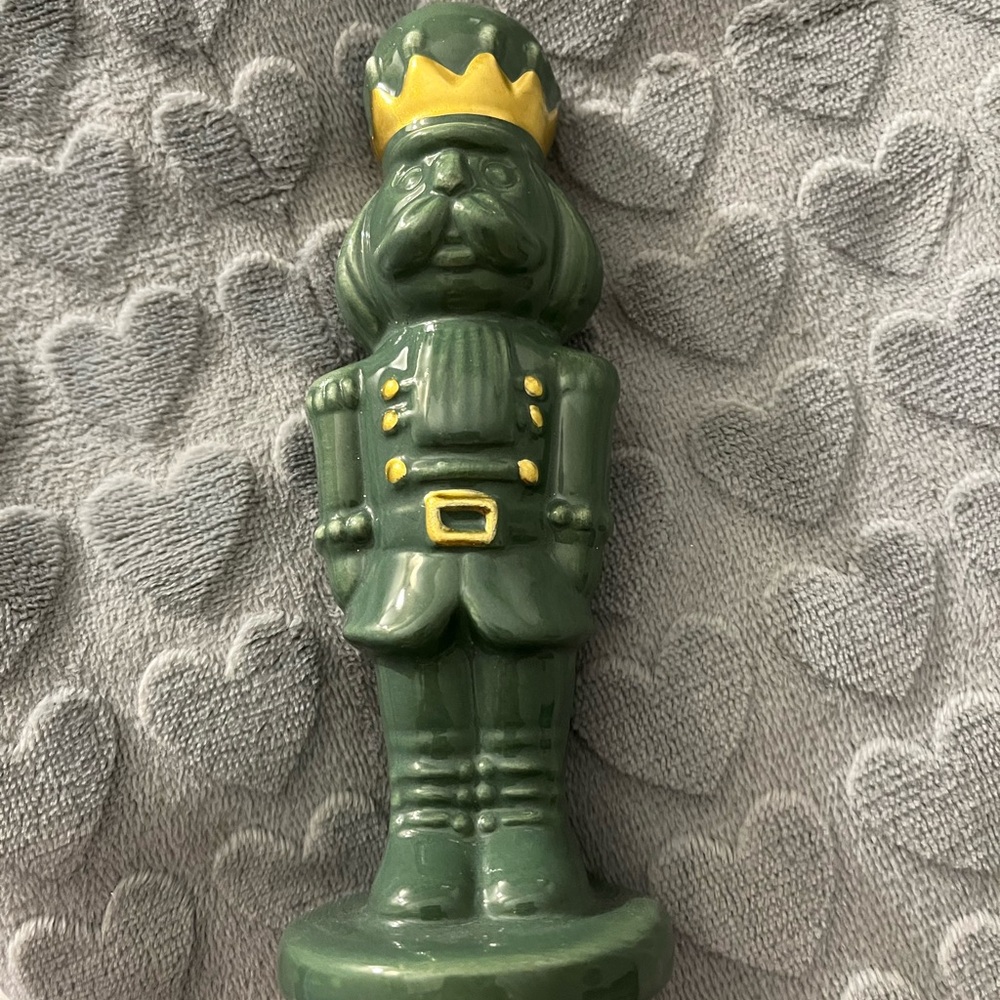 Green Nutcracker Figurine with Gold Accents